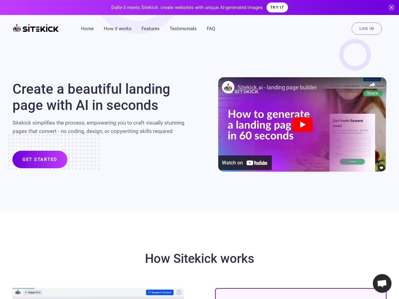 Sitekick AI登录页面生成器